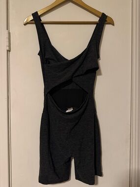 Forever 21 Charcoal Gray Cutout Romper Jumpsuit